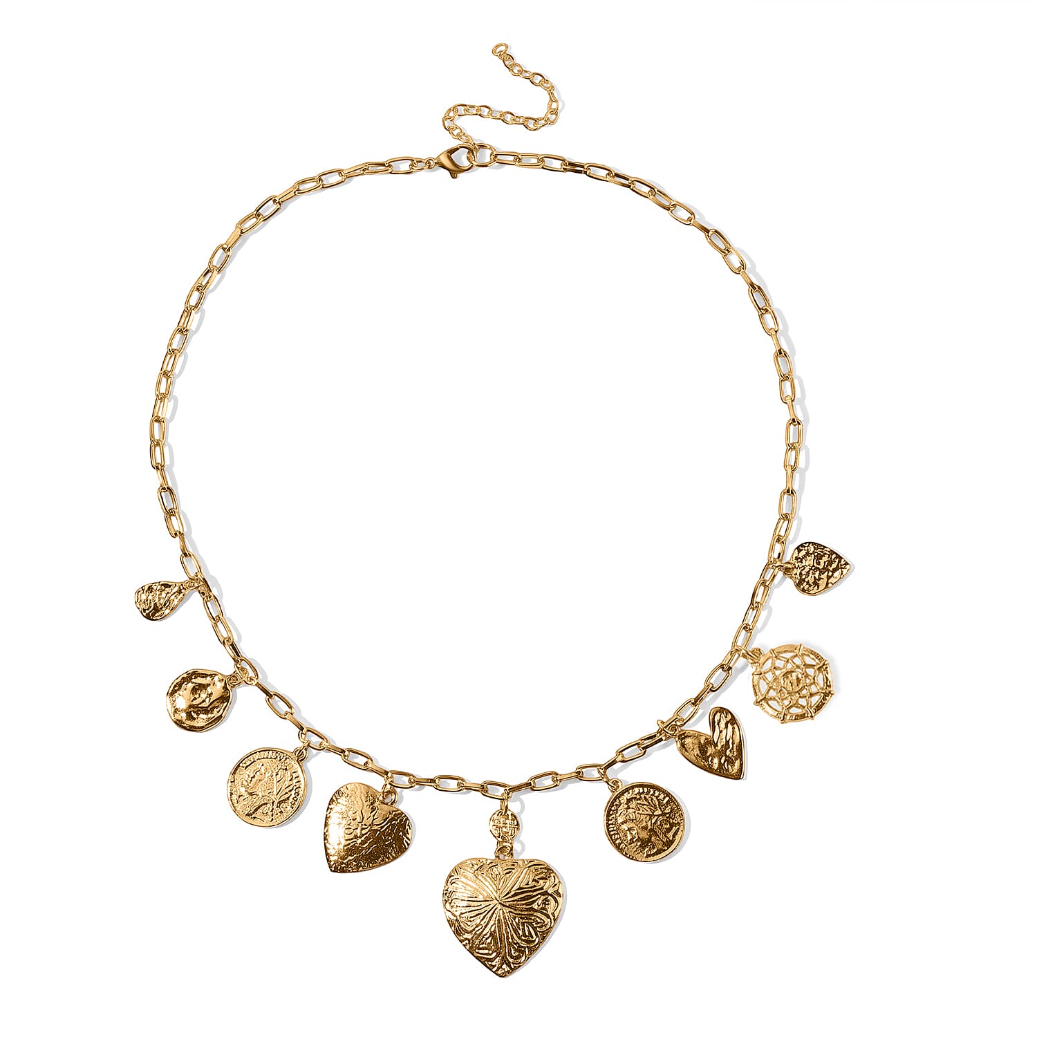 Heart Charm Necklace in Goldtone (22 Inches)