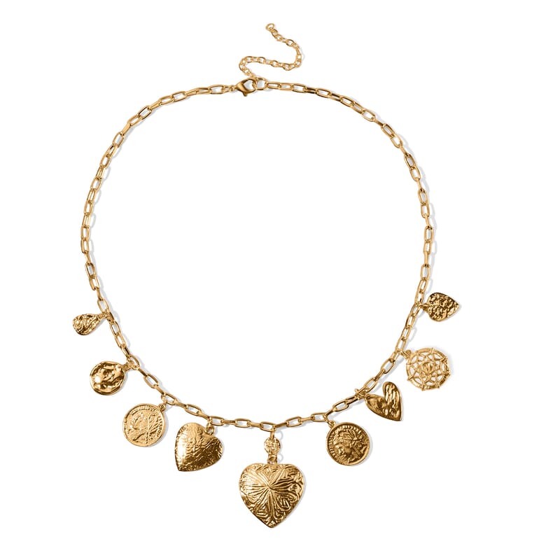 Heart Charm Necklace in Goldtone (22 Inches)