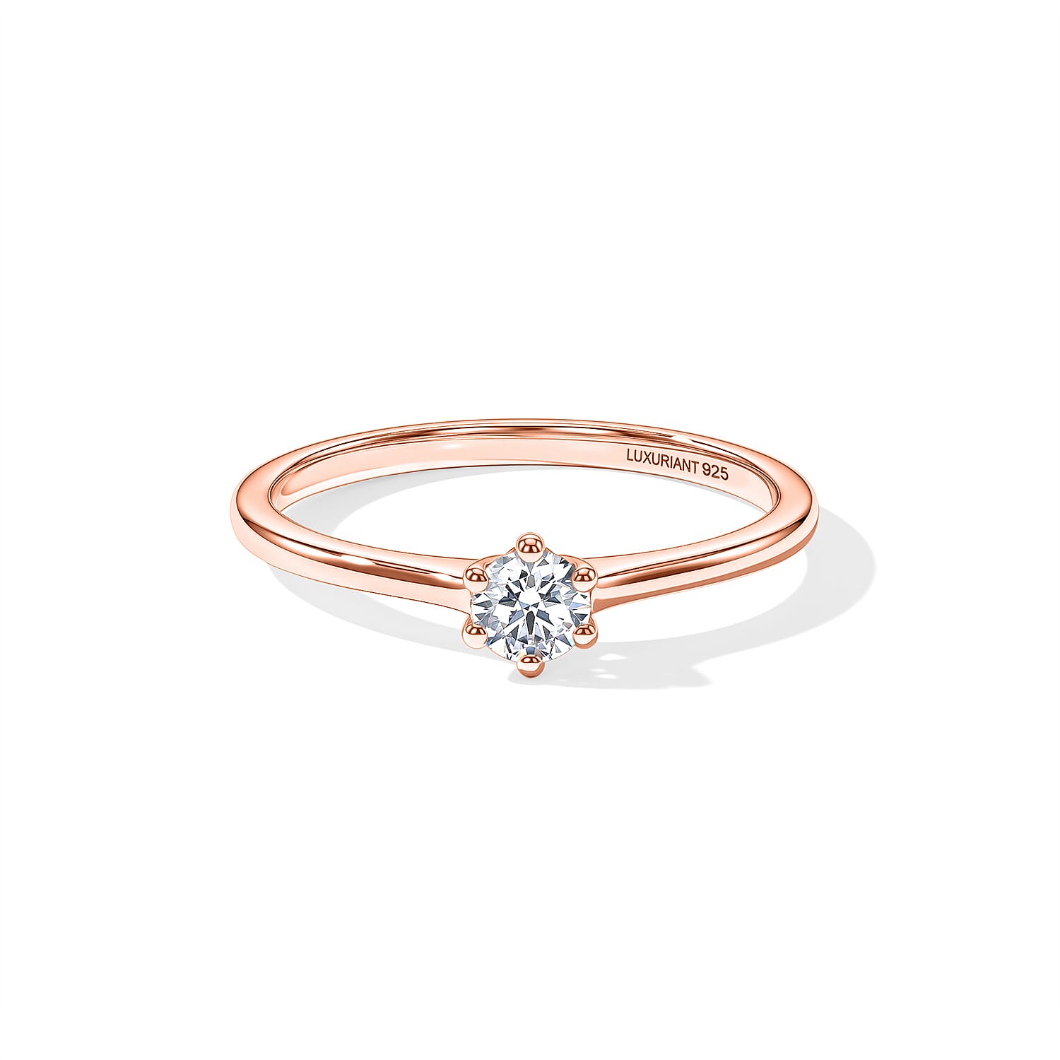 Luxuriant Lab Grown Diamond E-F VS 0.25 ctw Solitaire Ring in 18K Vermeil Rose Gold Over Sterling Silver (Size 5.0)