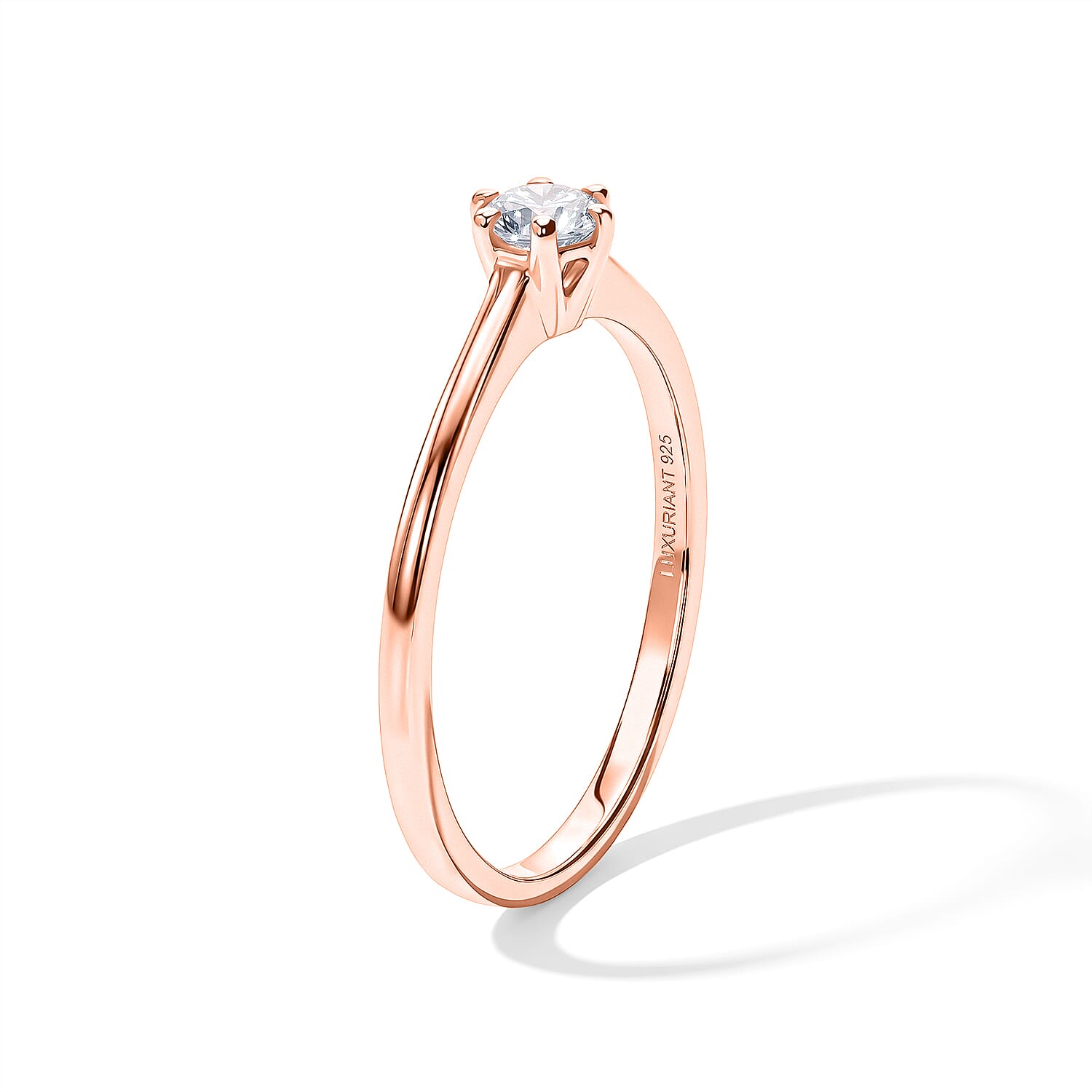 Luxuriant Lab Grown Diamond E-F VS 0.25 ctw Solitaire Ring in 18K Vermeil Rose Gold Over Sterling Silver (Size 5.0)