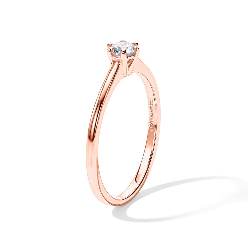 Luxuriant Lab Grown Diamond E-F VS 0.25 ctw Solitaire Ring in 18K Vermeil Rose Gold Over Sterling Silver (Size 5.0)