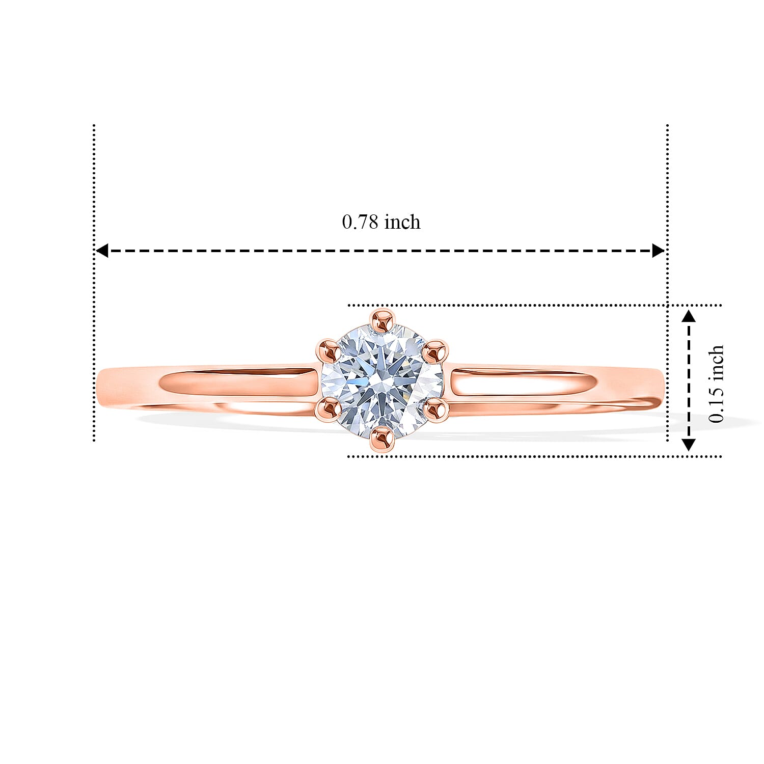 Luxuriant Lab Grown Diamond E-F VS 0.25 ctw Solitaire Ring in 18K Vermeil Rose Gold Over Sterling Silver (Size 5.0)