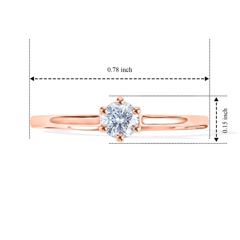 Luxuriant Lab Grown Diamond E-F VS 0.25 ctw Solitaire Ring in 18K Vermeil Rose Gold Over Sterling Silver (Size 5.0)