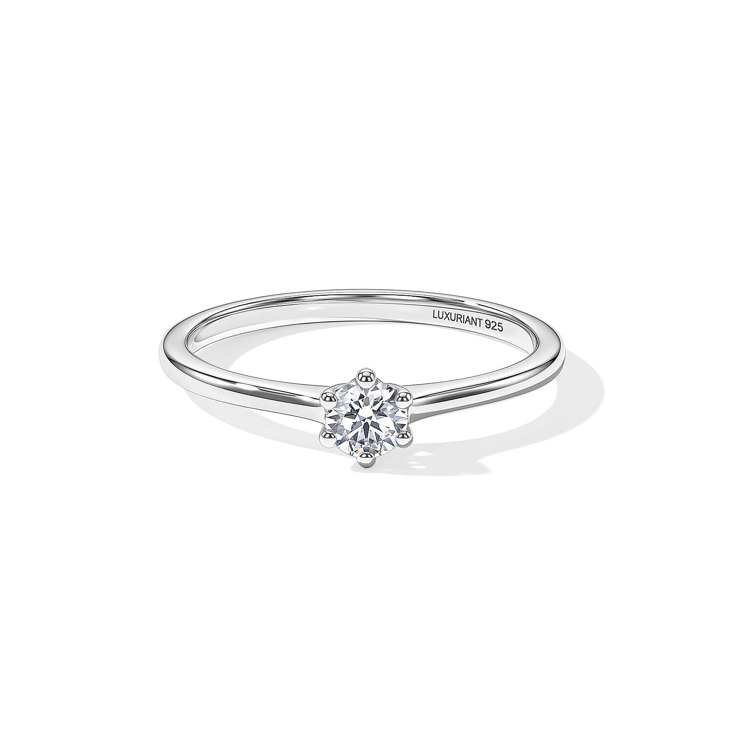 Luxuriant Lab Grown Diamond E-F VS 0.25 ctw Solitaire Ring in Rhodium Over Sterling Silver (Size 5.0)