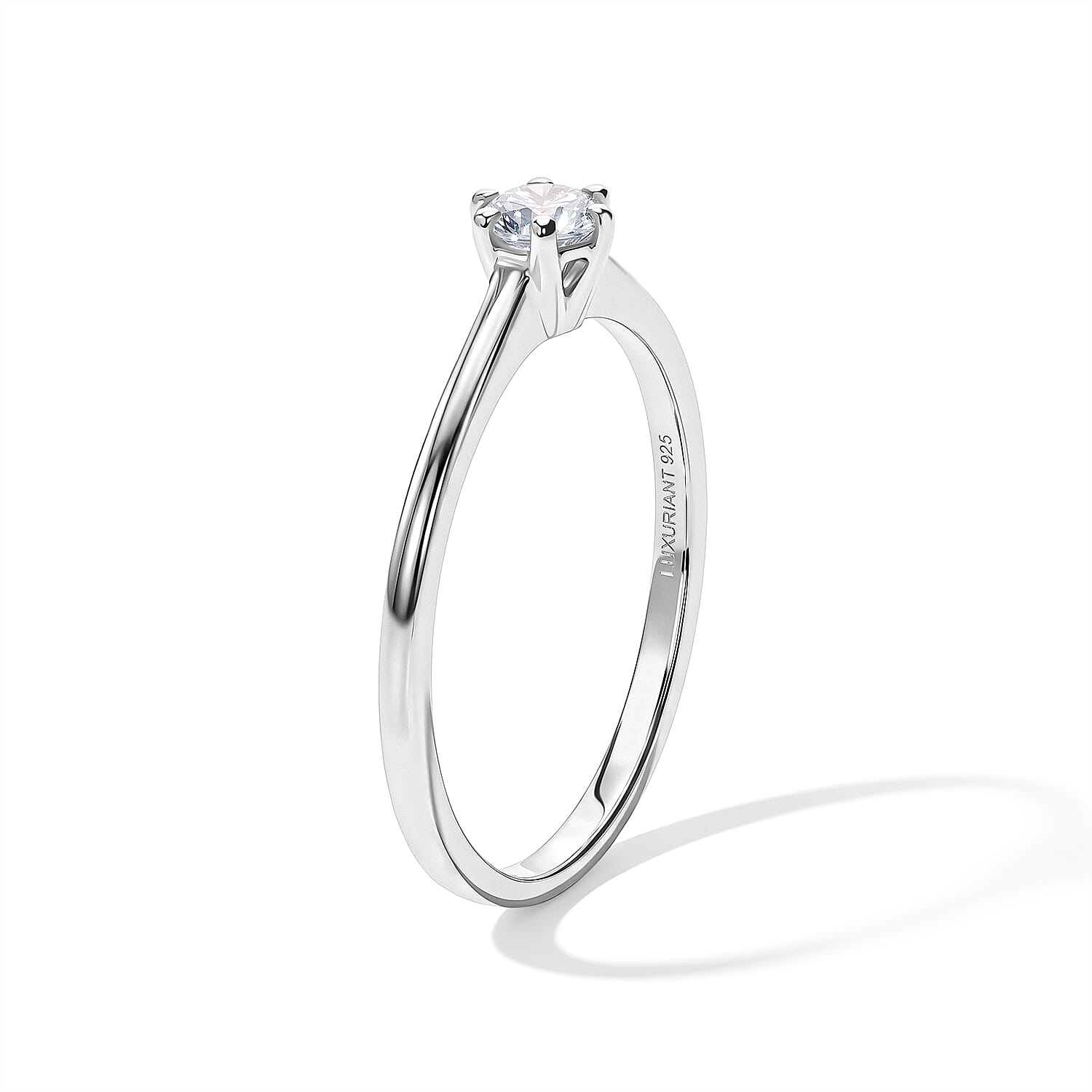 Luxuriant Lab Grown Diamond E-F VS 0.25 ctw Solitaire Ring in Rhodium Over Sterling Silver (Size 5.0)