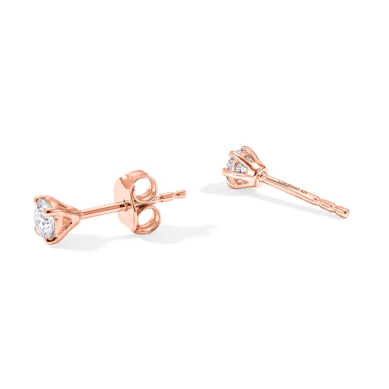 Luxuriant Lab Grown Diamond E-F VS 0.25 ctw Solitaire Stud Earrings in 18K Vermeil Rose Gold Over Sterling Silver