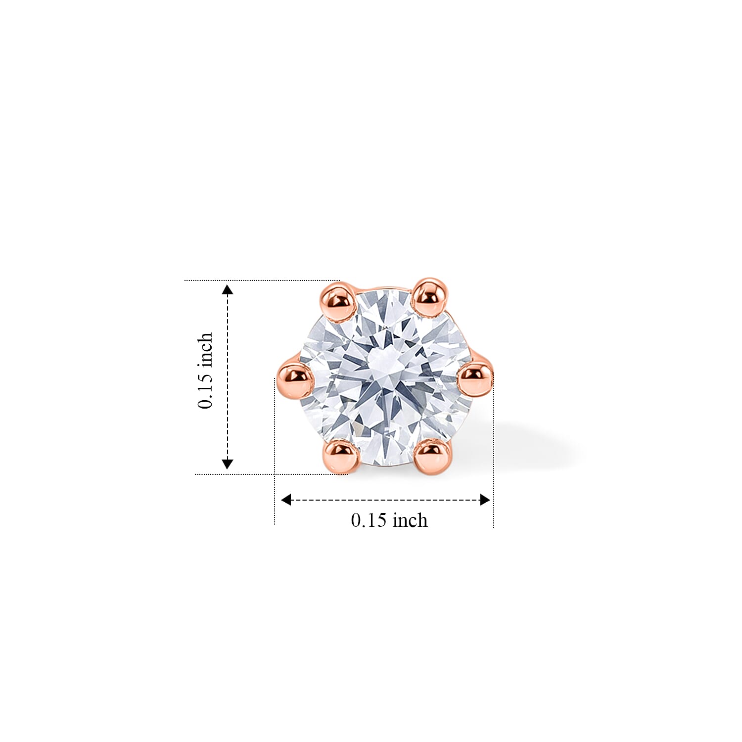 Luxuriant Lab Grown Diamond E-F VS 0.25 ctw Solitaire Stud Earrings in 18K Vermeil Rose Gold Over Sterling Silver