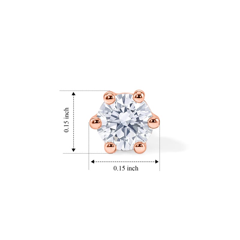Luxuriant Lab Grown Diamond E-F VS 0.25 ctw Solitaire Stud Earrings in 18K Vermeil Rose Gold Over Sterling Silver