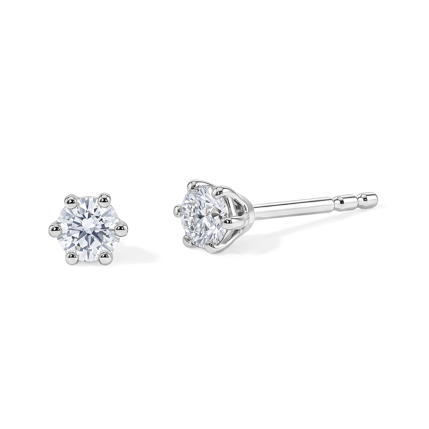 Luxuriant Lab Grown Diamond E-F VS 0.25 ctw Solitaire Stud Earrings in Rhodium Over Sterling Silver