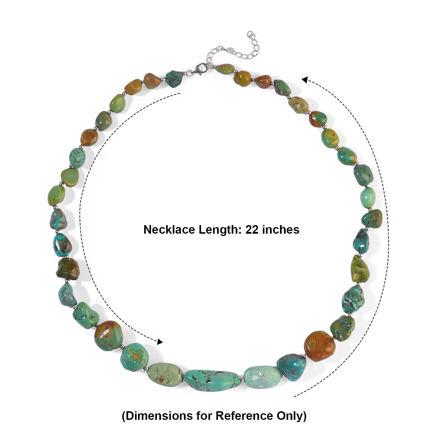 D'Joy Royal Hubei Turquoise 310.00 ctw Necklace (22 Inches) in Rhodium Over Sterling Silver