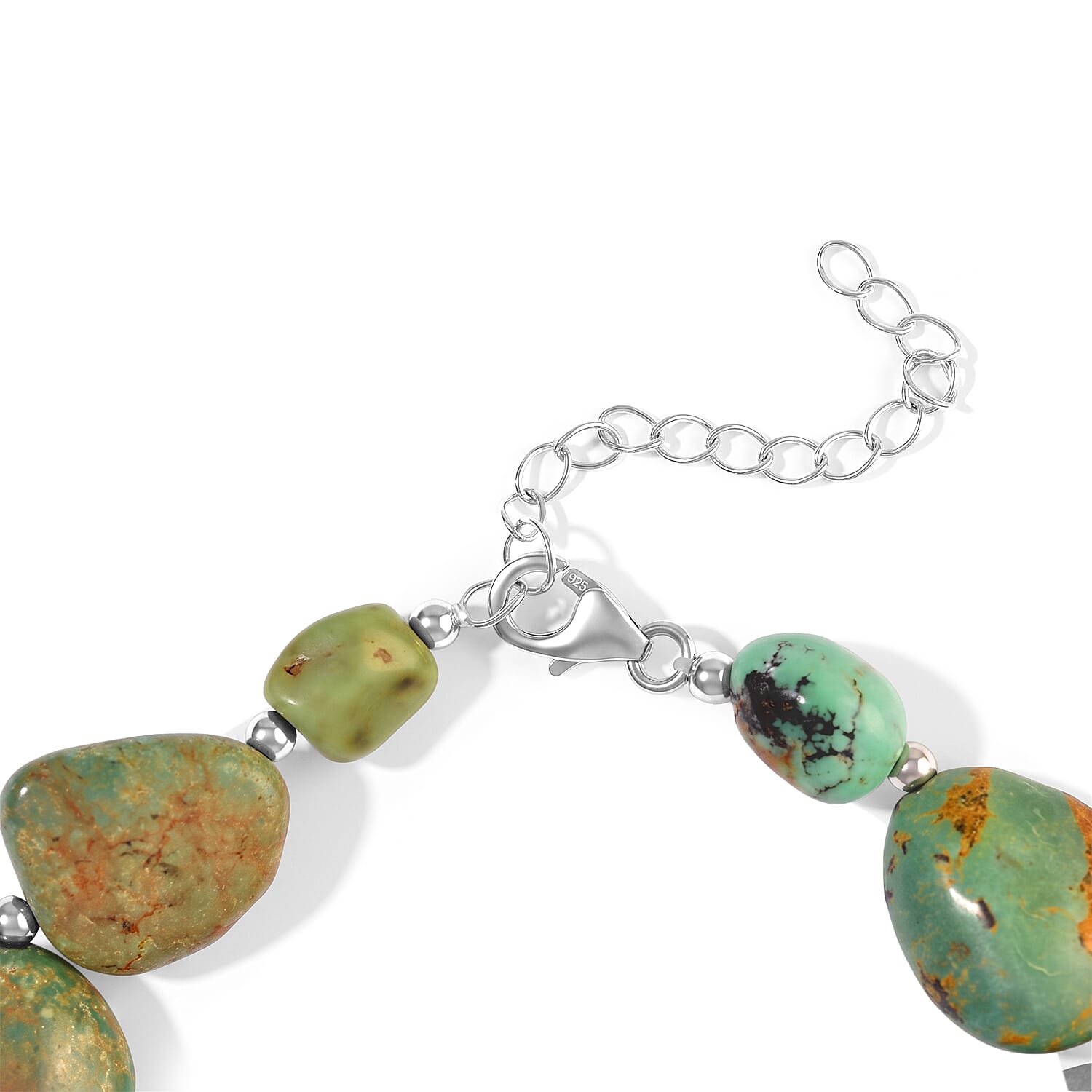 D'Joy Royal Hubei Turquoise 135.00 ctw Bracelet in Rhodium Over Sterling Silver (7.25 In)