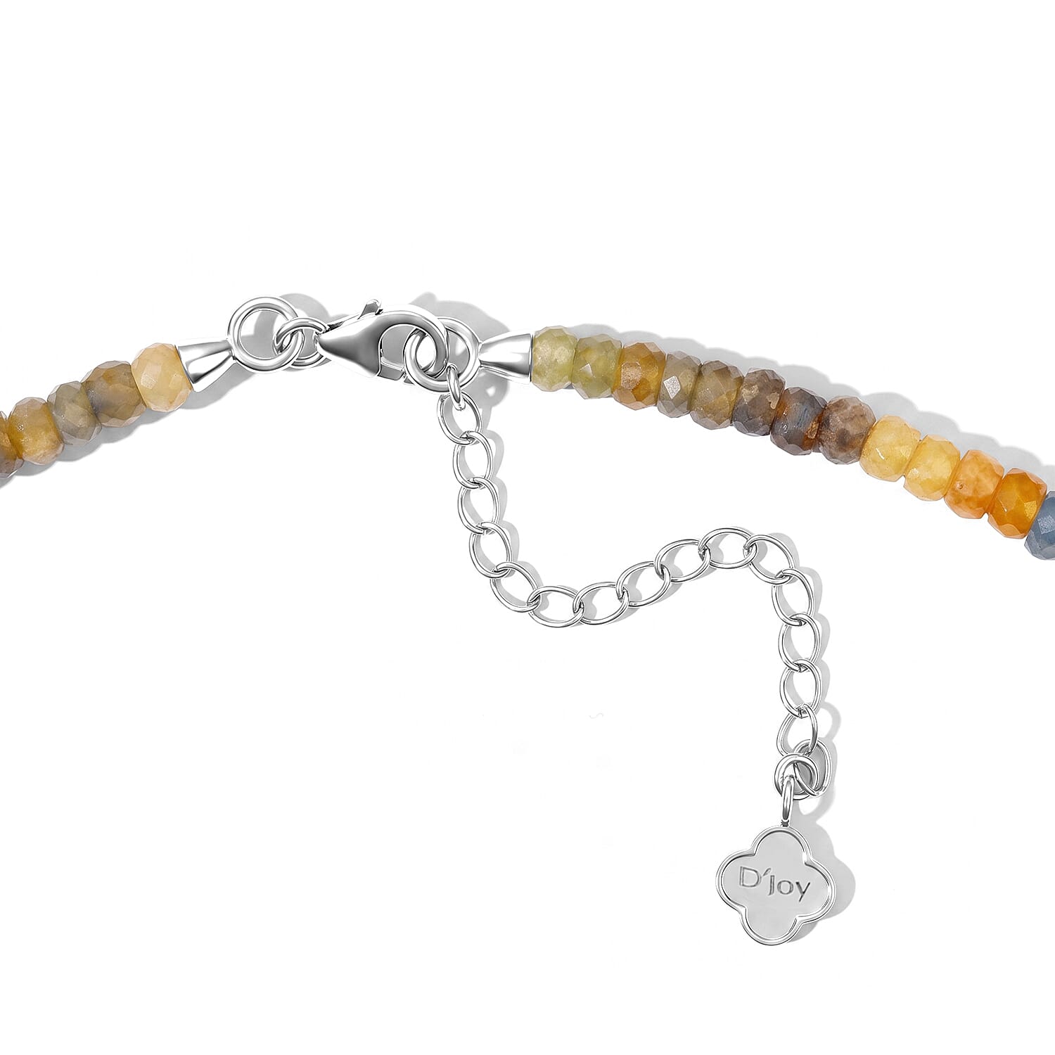 D'Joy Premium Natural Multi Sapphire 133.00 ctw Beaded Necklace in Rhodium Over Sterling Silver 18 Inches