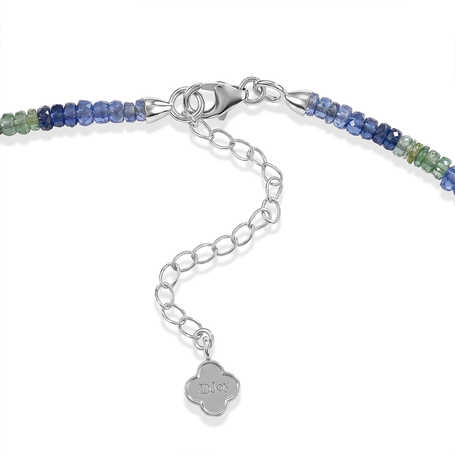D'Joy Premium Green and Kashmir Blue Kyanite 55.00 ctw Beaded Necklace in Rhodium Over Sterling Silver 18 Inches