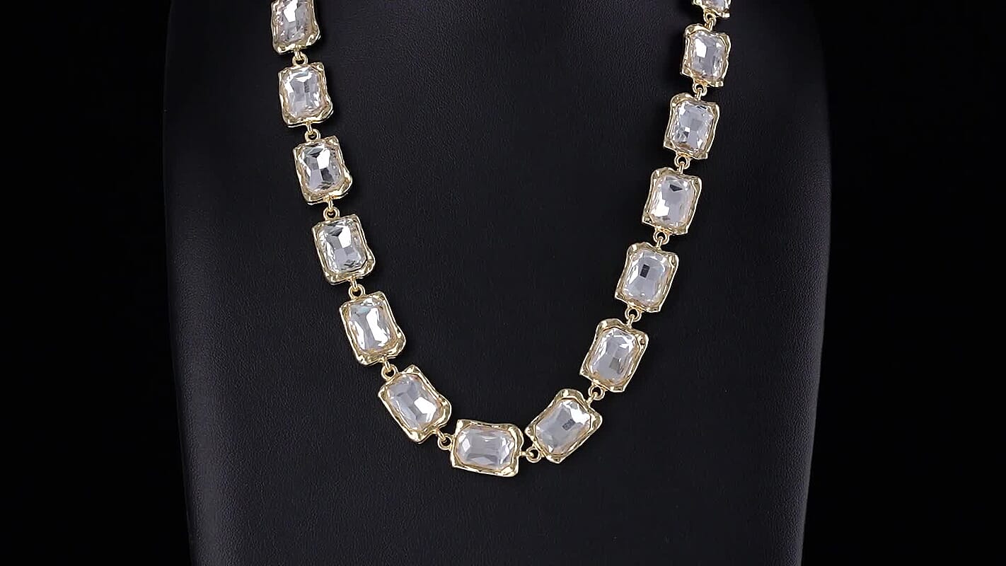 White Glass Necklace in Silvetone 20-22 Inches
