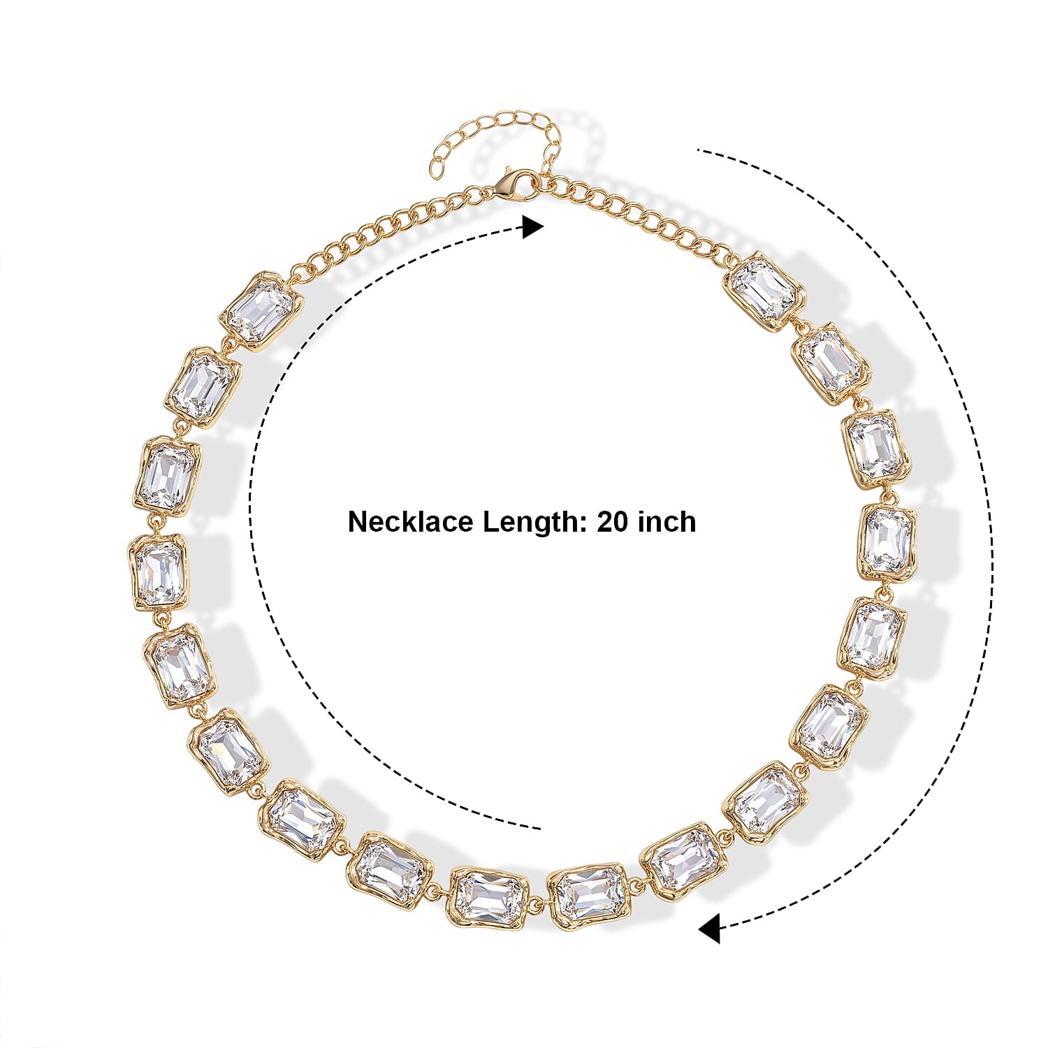 Celebrity Style White Glass Line Statement Necklace in Silvertone 20-22 Inches