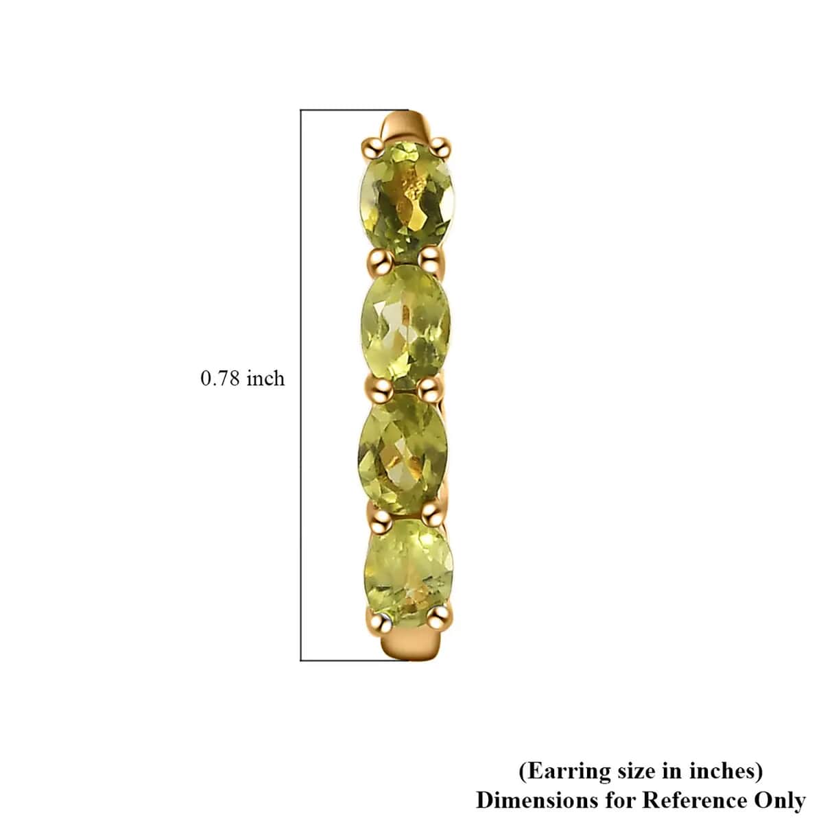 Peridot 1.50 ctw Huggie Hoop Earrings in 14K Yellow Gold Over Sterling Silver image number 7