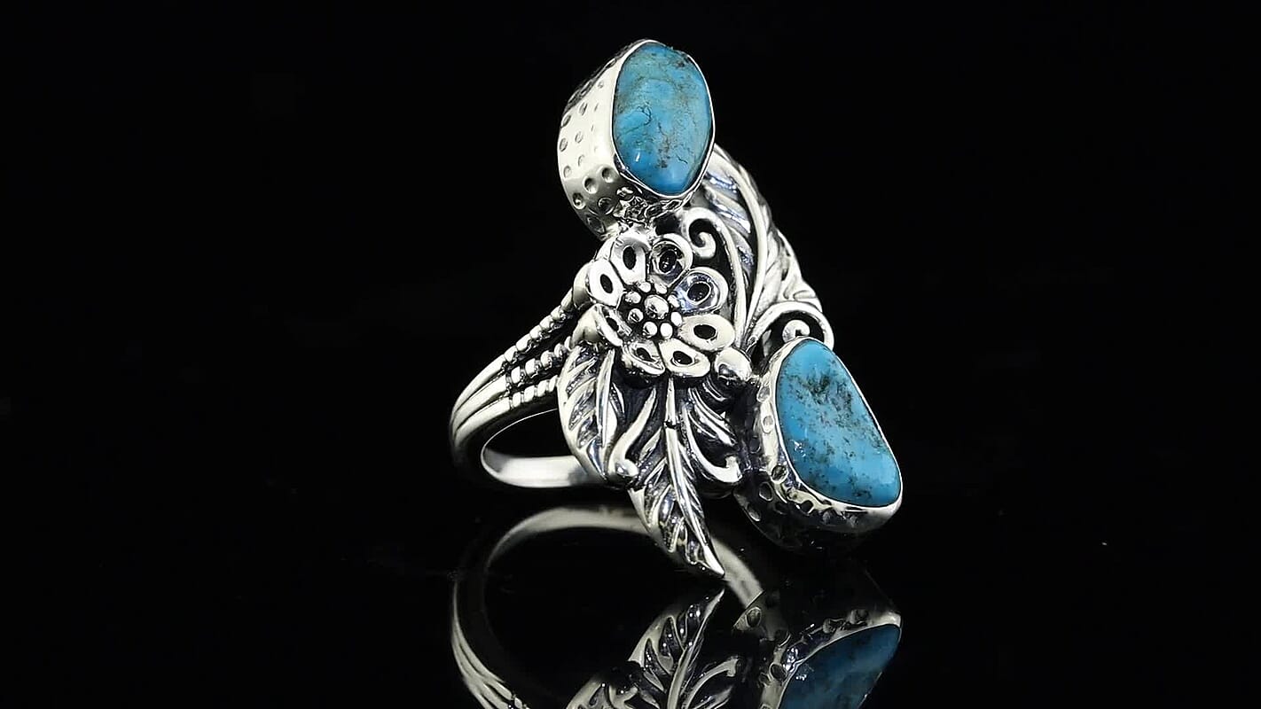 D''Joy Artisan Crafted Blue Turquoise 10.70 ctw Ring in Sterling Silver (Size 7.0)