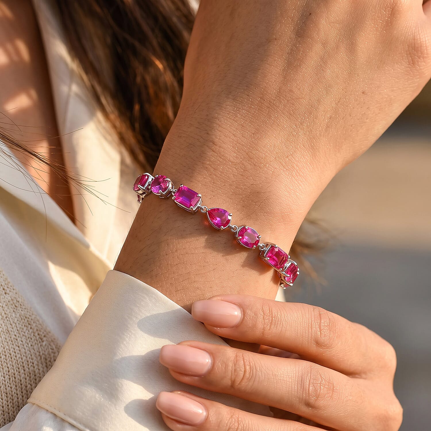 EverTrue Volcanic Triplet Quartz and Carnelian 19.40 ctw Bracelet in 18K YG Plated (7.25 In)