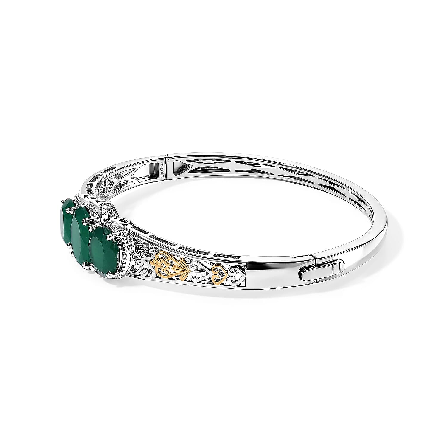 EverTrue Verde Onyx Full Bangle in 18K YG Plated and Platinum Bond 12.35 ctw