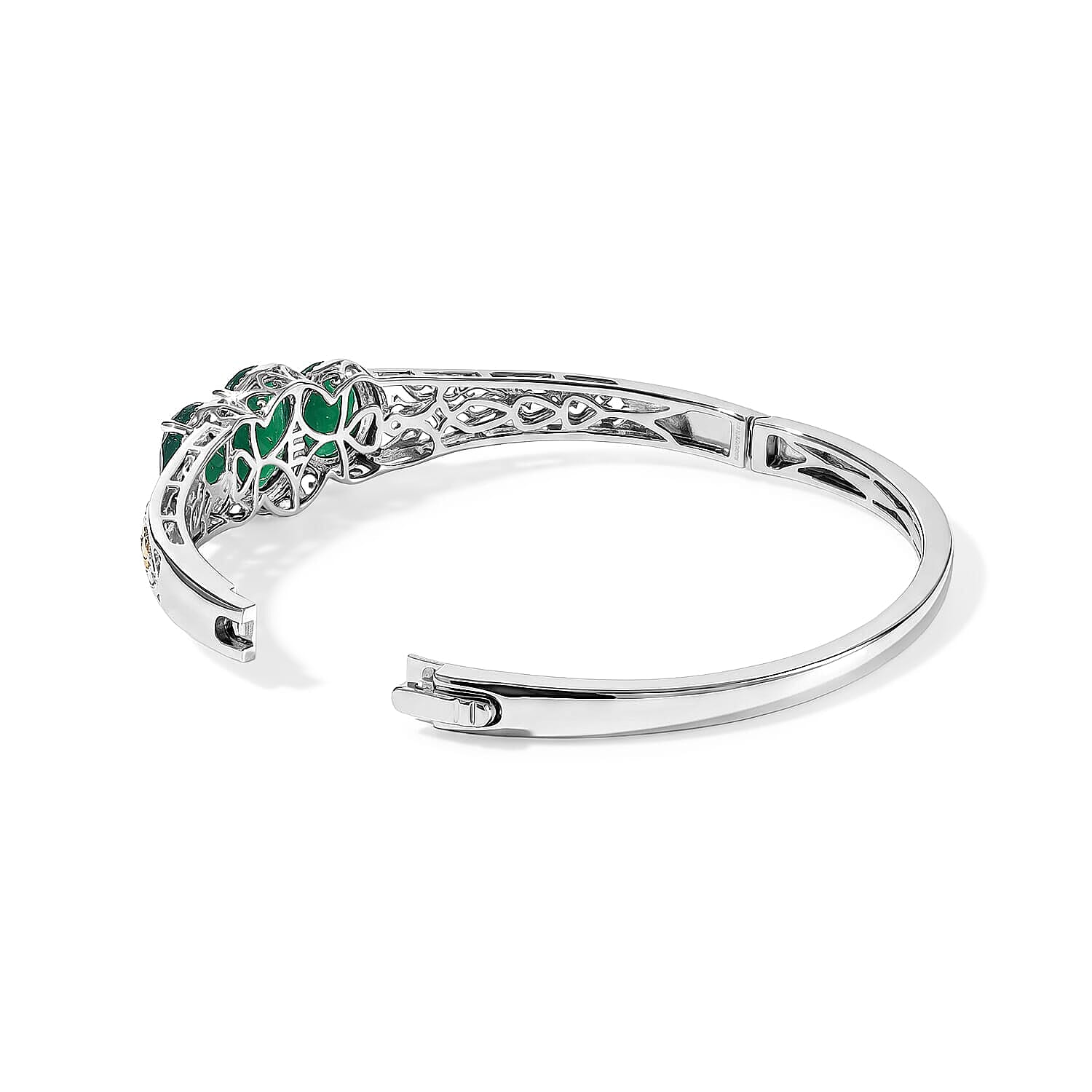 EverTrue Verde Onyx Full Bangle in 18K YG Plated and Platinum Bond 12.35 ctw