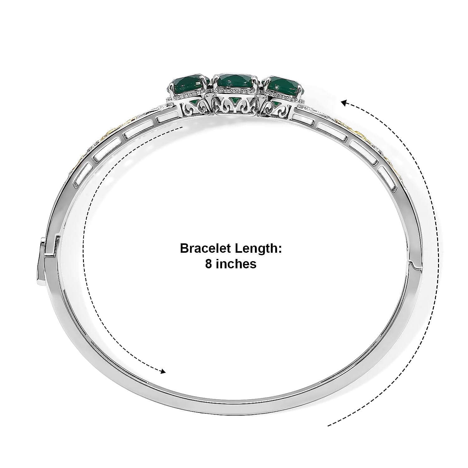EverTrue Verde Onyx Full Bangle in 18K YG Plated and Platinum Bond 12.35 ctw