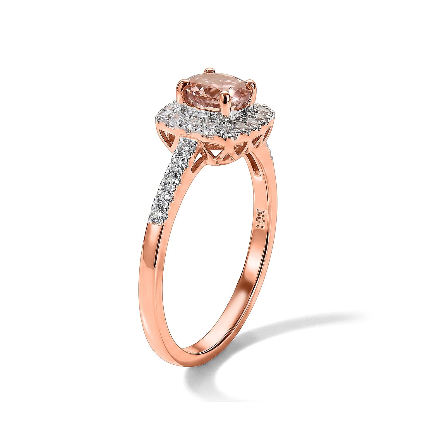 Certified and Appraised AAA Padparadscha Tourmaline and Luxuriant Lab Grown Diamond G-H SI 1.35 ctw Ring in 10K Rose Gold (Size 8.0)