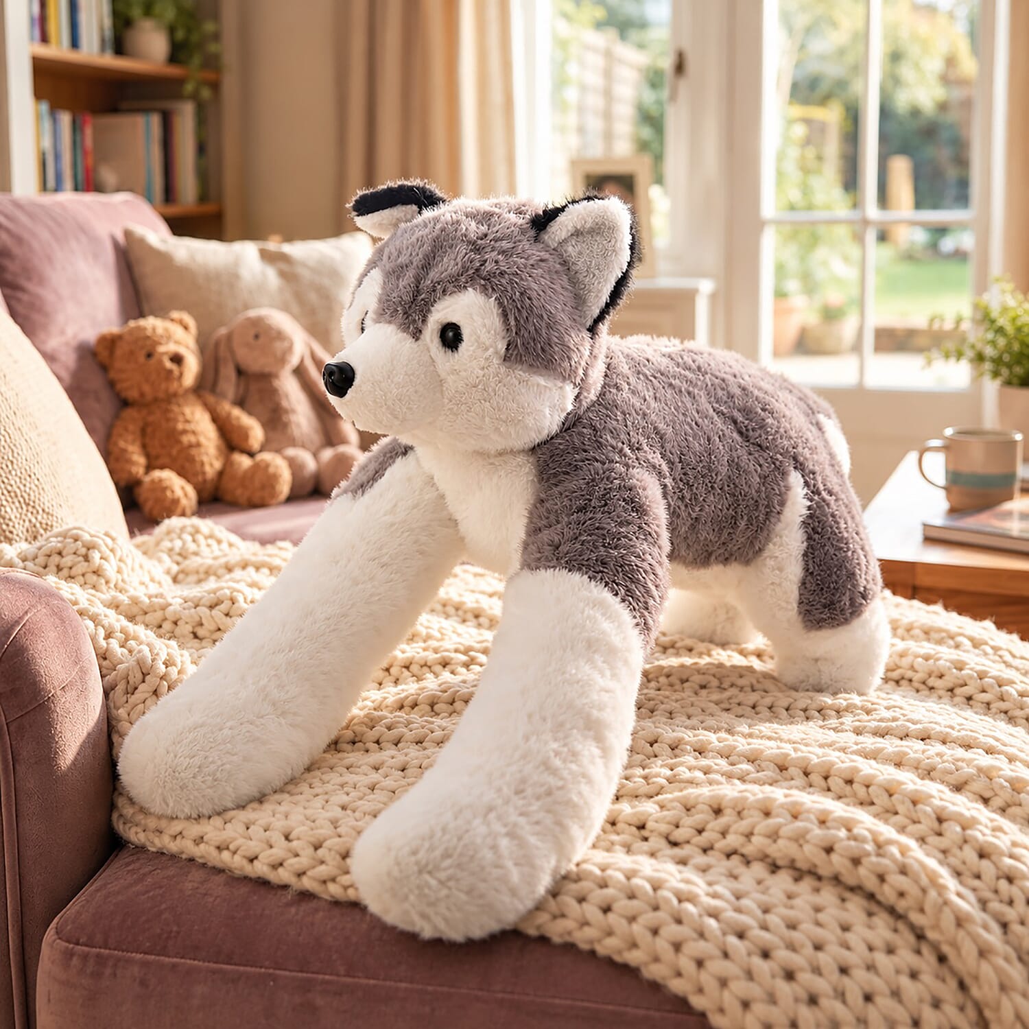 Gray Calm-Panion Pets Weighted Husky Plush