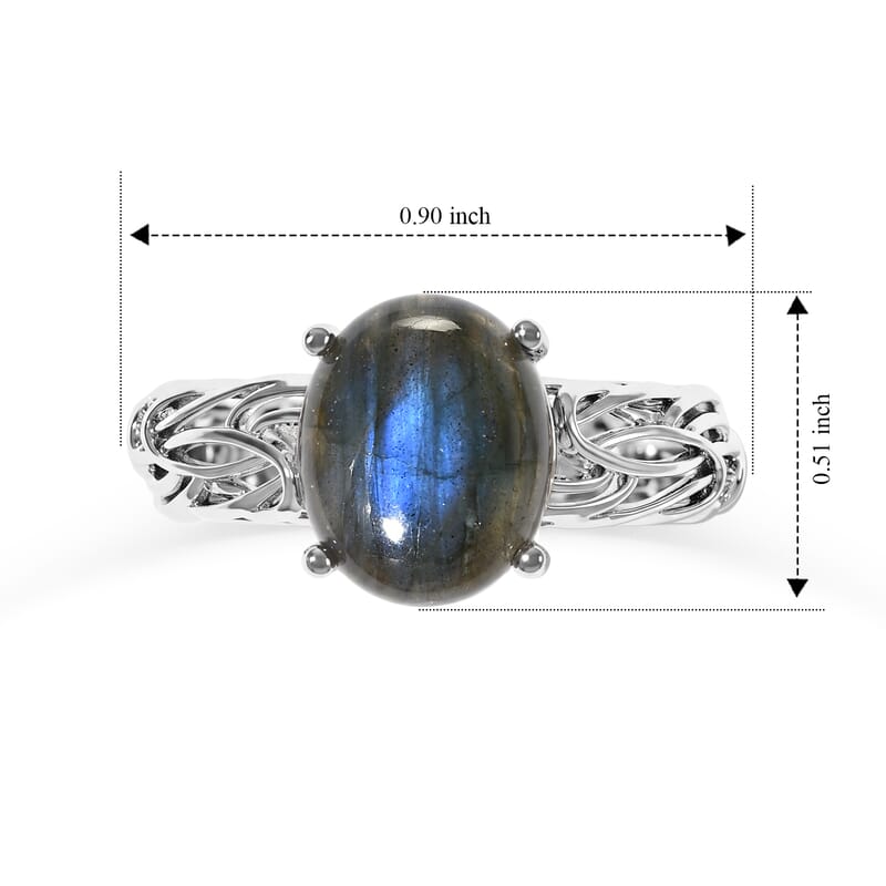 EverTrue AAA Malagasy Labradorite 4.40 ctw Celtic Aurora Ring in Platinum Bond (Size 6.0)