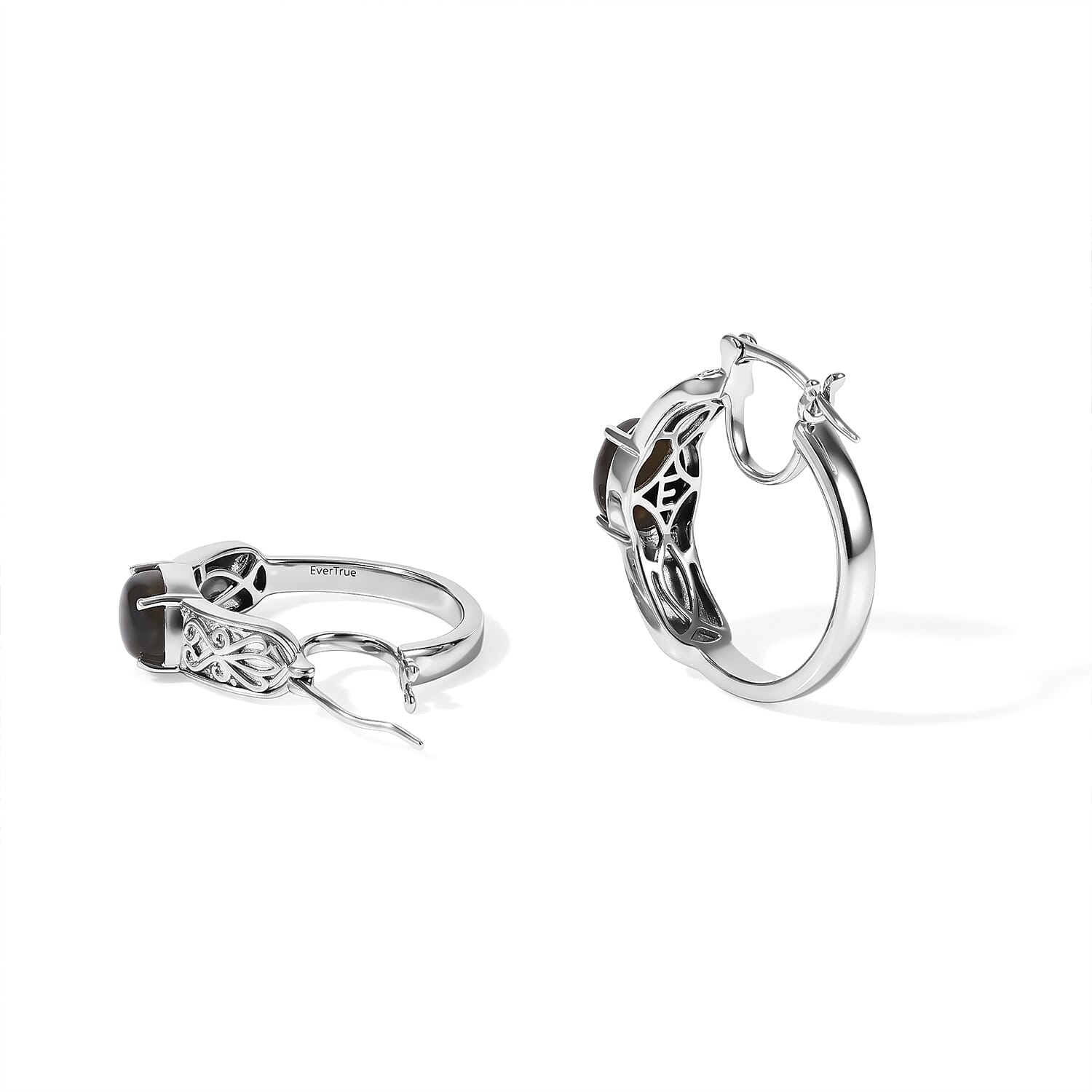 EverTrue AAA Malagasy Labradorite 4.50 ctw Celtic Aurora Hoop Earrings in Platinum Bond