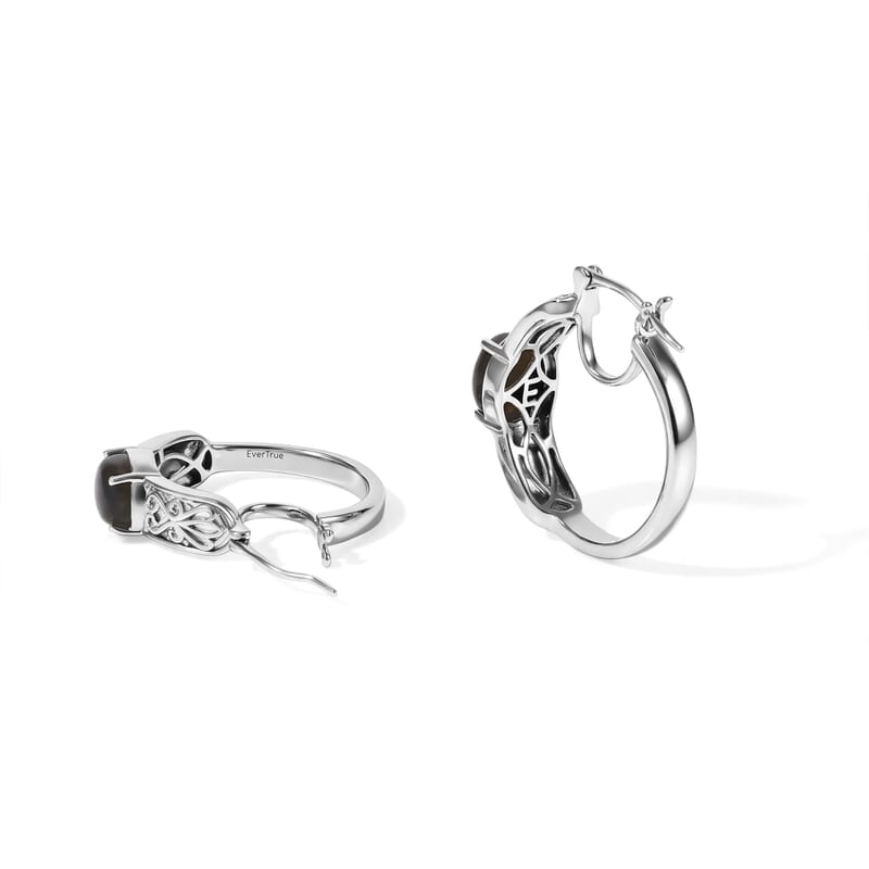 EverTrue AAA Malagasy Labradorite 4.50 ctw Celtic Aurora Hoop Earrings in Platinum Bond