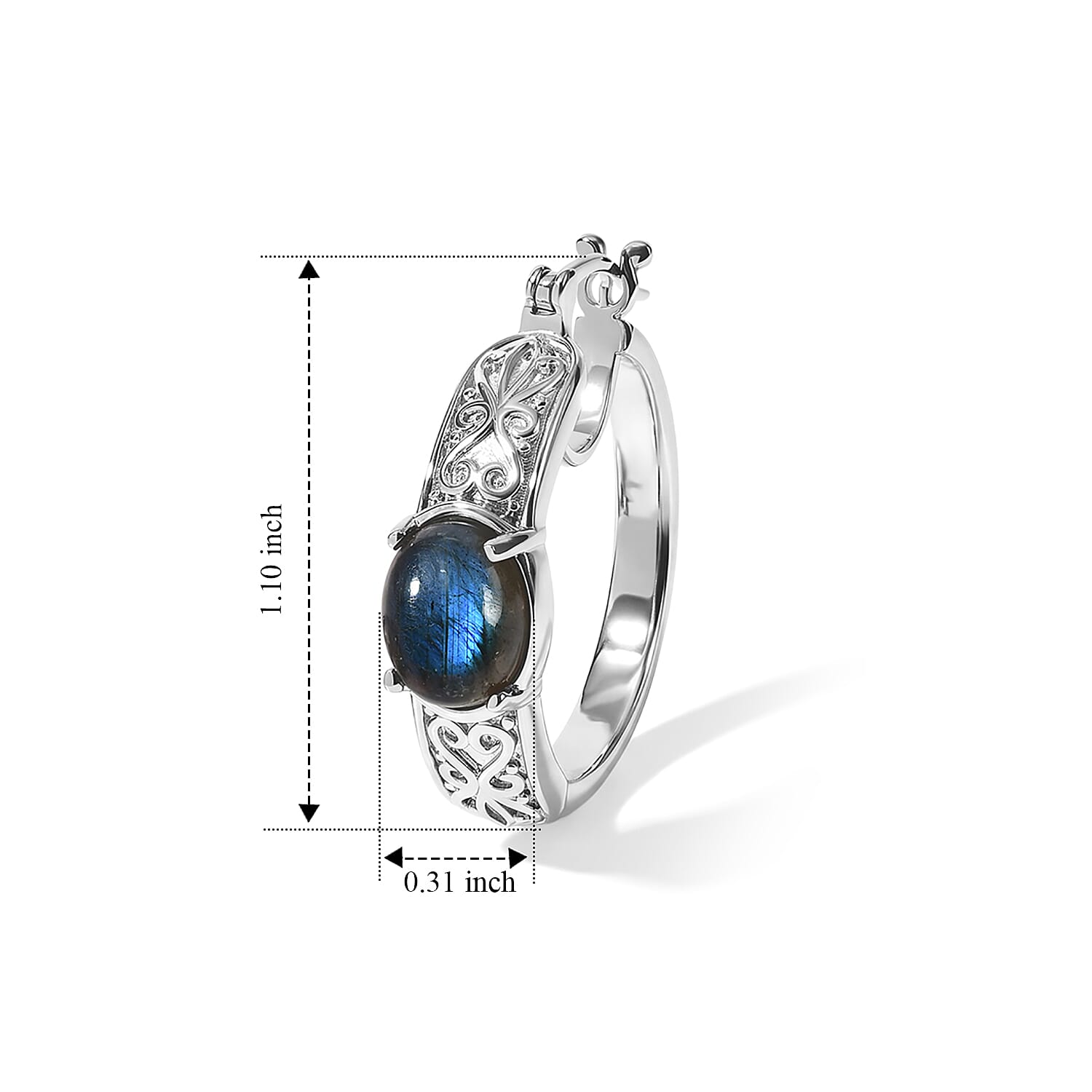 EverTrue AAA Malagasy Labradorite 4.50 ctw Celtic Aurora Hoop Earrings in Platinum Bond