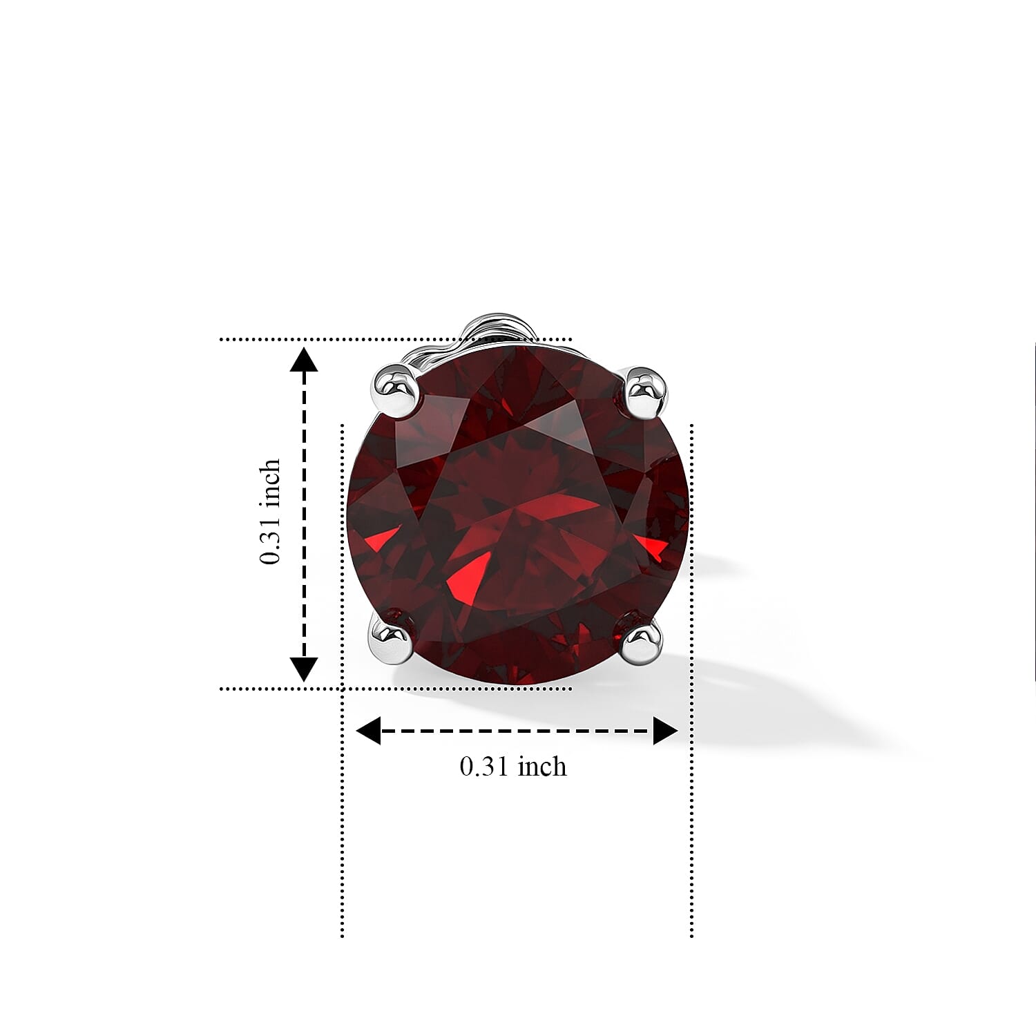 D'Joy Orissa Rhodolite Garnet 4.70 ctw Solitaire Stud Earrings in Rhodium Over Sterling Silver
