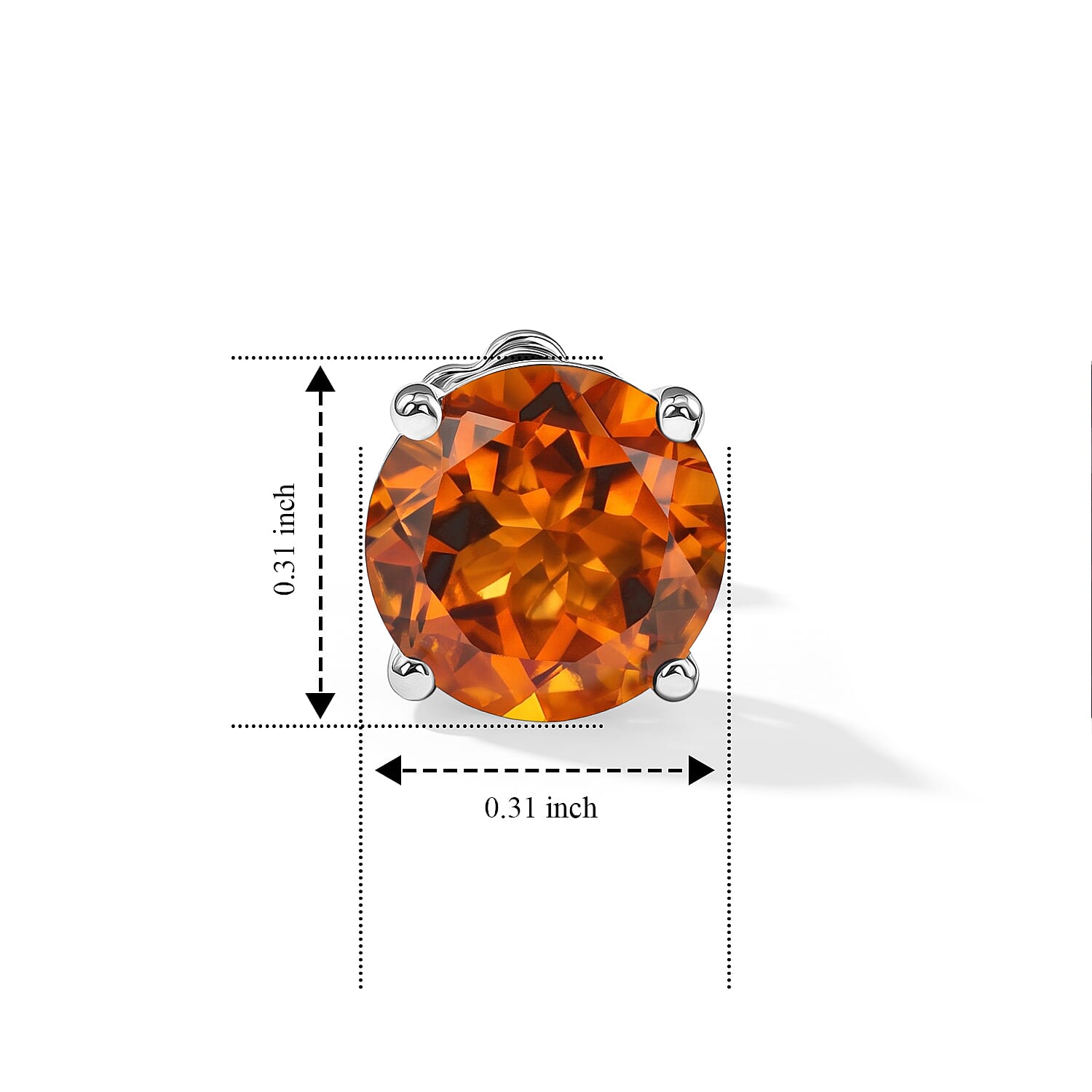D'Joy Santa Ana Madeira Citrine 3.40 ctw Solitaire Stud Earrings in Rhodium Over Sterling Silver