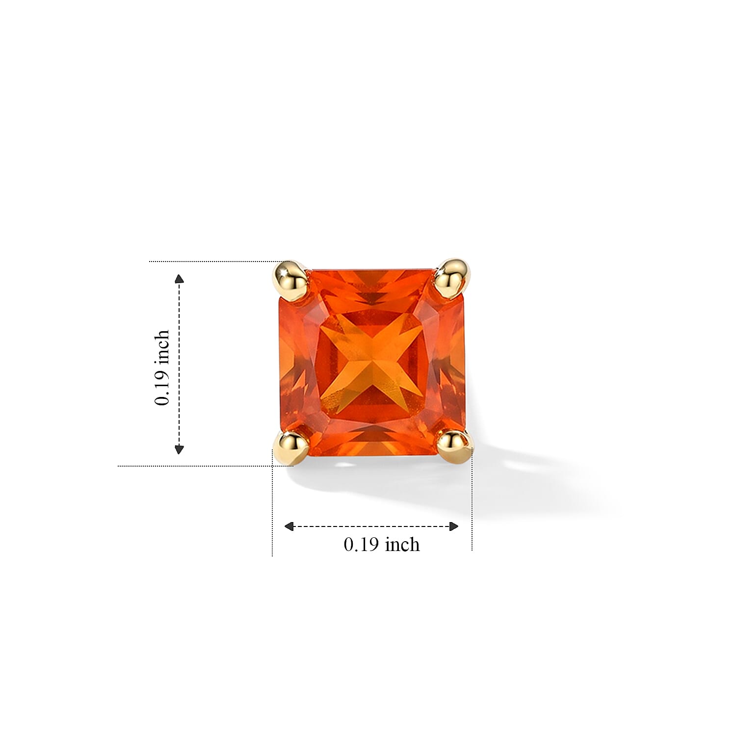 D'Joy Asscher Cut AAA Crimson Fire Opal 0.50 ctw Stud Earrings in 18K Vermeil Yellow Gold Over Sterling Silver
