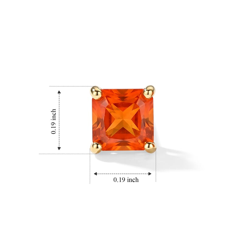 D'Joy Asscher Cut AAA Crimson Fire Opal 0.50 ctw Stud Earrings in 18K Vermeil Yellow Gold Over Sterling Silver