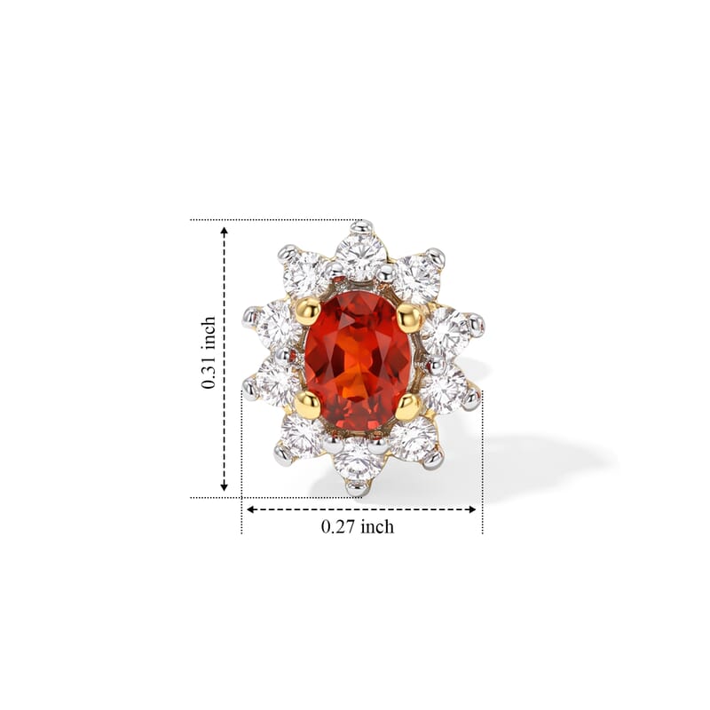 D'Joy AAA Crimson Fire Opal and Moissanite 0.50 ctw Stud Earrings in 18K Vermeil Yellow Gold Over Sterling Silver