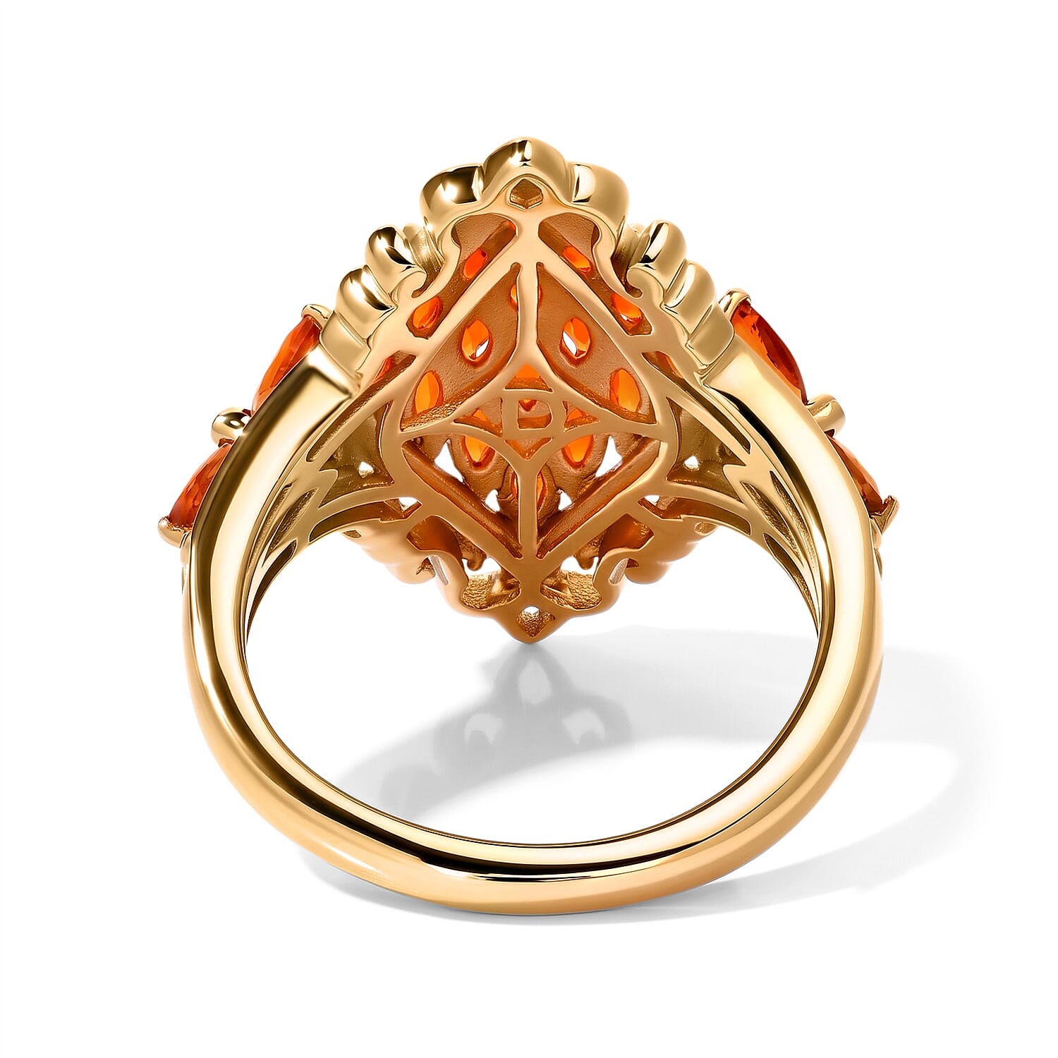 D'Joy AAA Crimson Fire Opal 1.25 ctw Sparkling Ring in 18K Vermeil Yellow Gold Over Sterling Silver (Size 6.0)