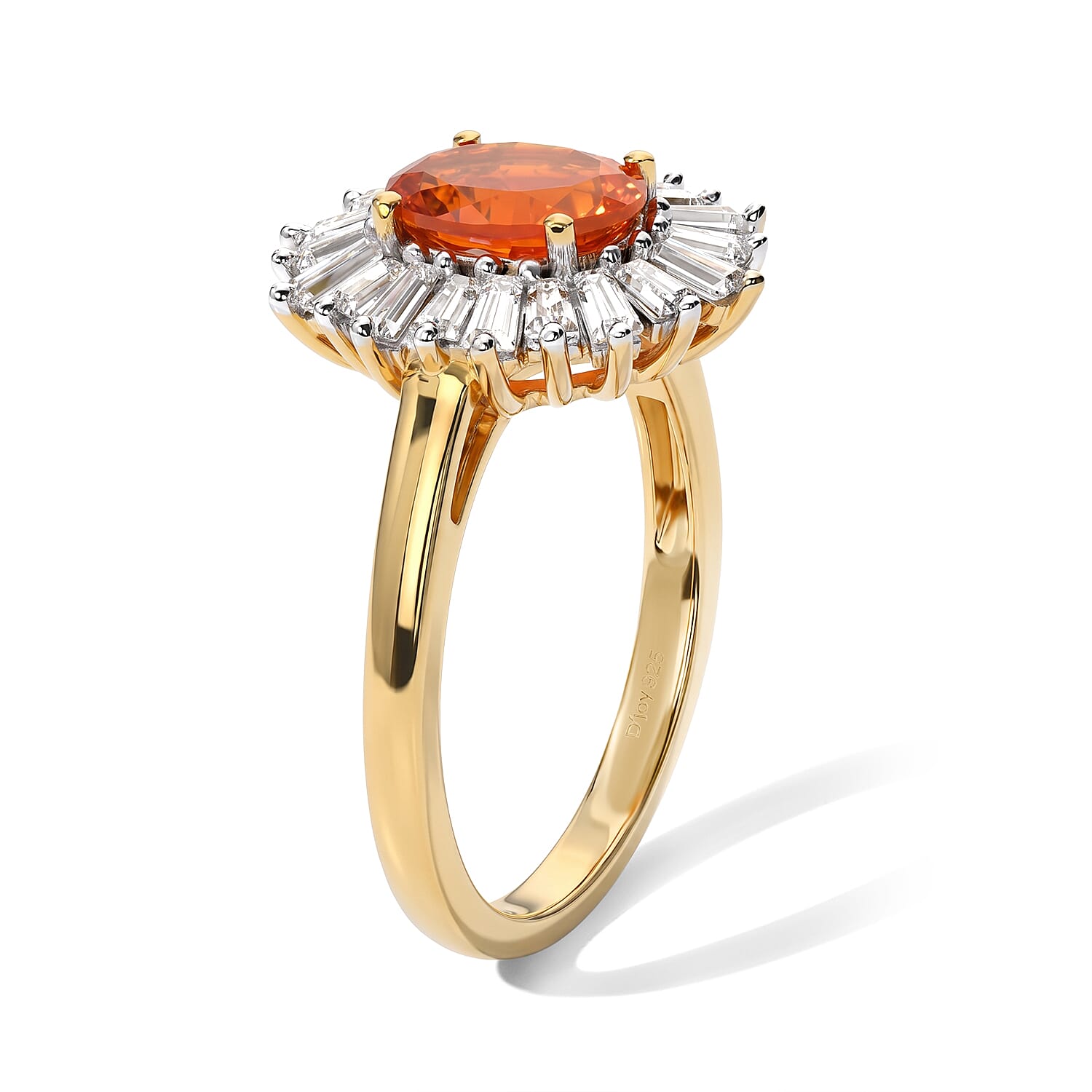 D'Joy AAA Crimson Fire Opal and Moissanite 1.70 ctw Sunkissed Spark Ring in 18K Vermeil Yellow Gold Over Sterling Silver (Size 6.0)