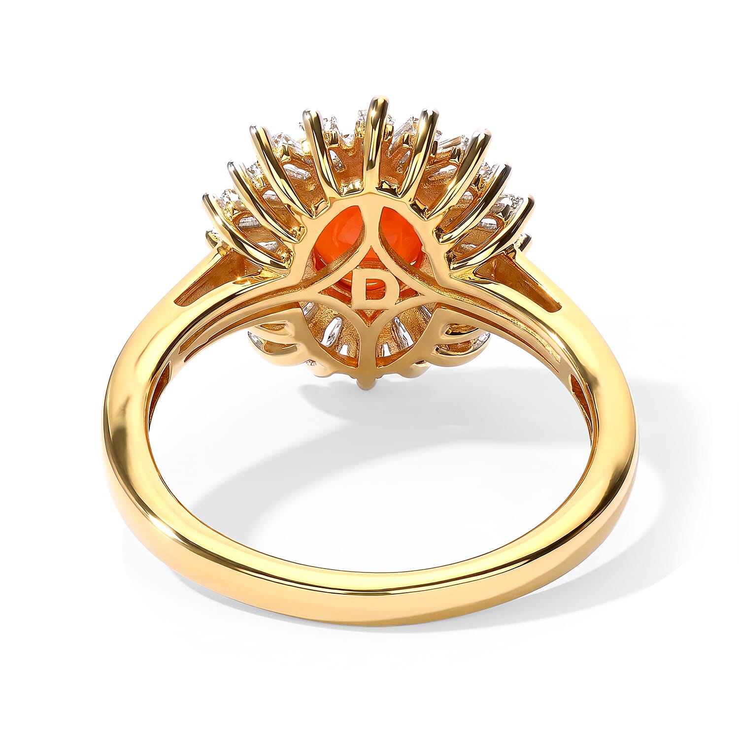 D'Joy AAA Crimson Fire Opal and Moissanite 1.70 ctw Sunkissed Spark Ring in 18K Vermeil Yellow Gold Over Sterling Silver (Size 6.0)