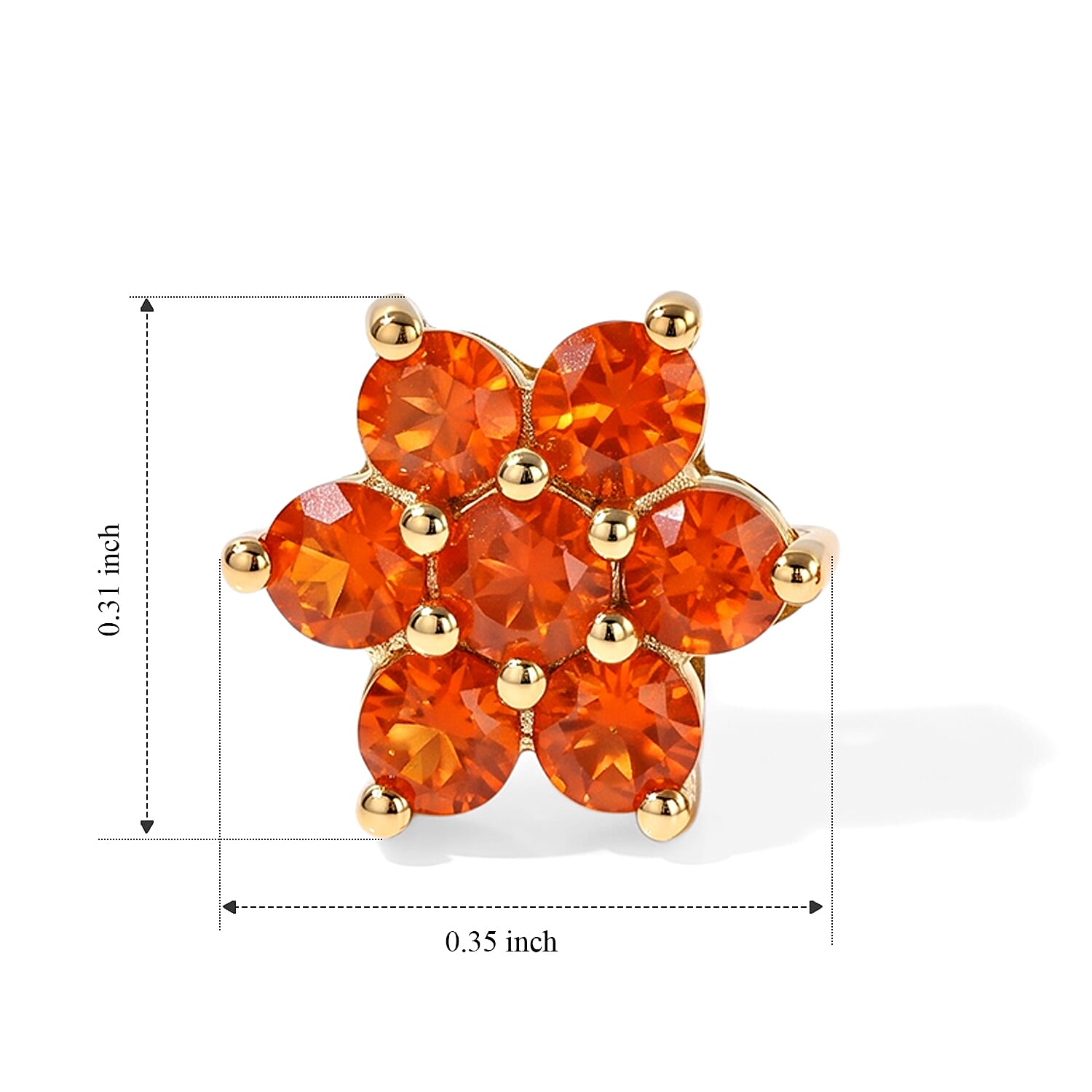 D'Joy AAA Crimson Fire Opal 0.75 ctw Bloom Earrings in 18K Vermeil Yellow Gold Over Sterling Silver