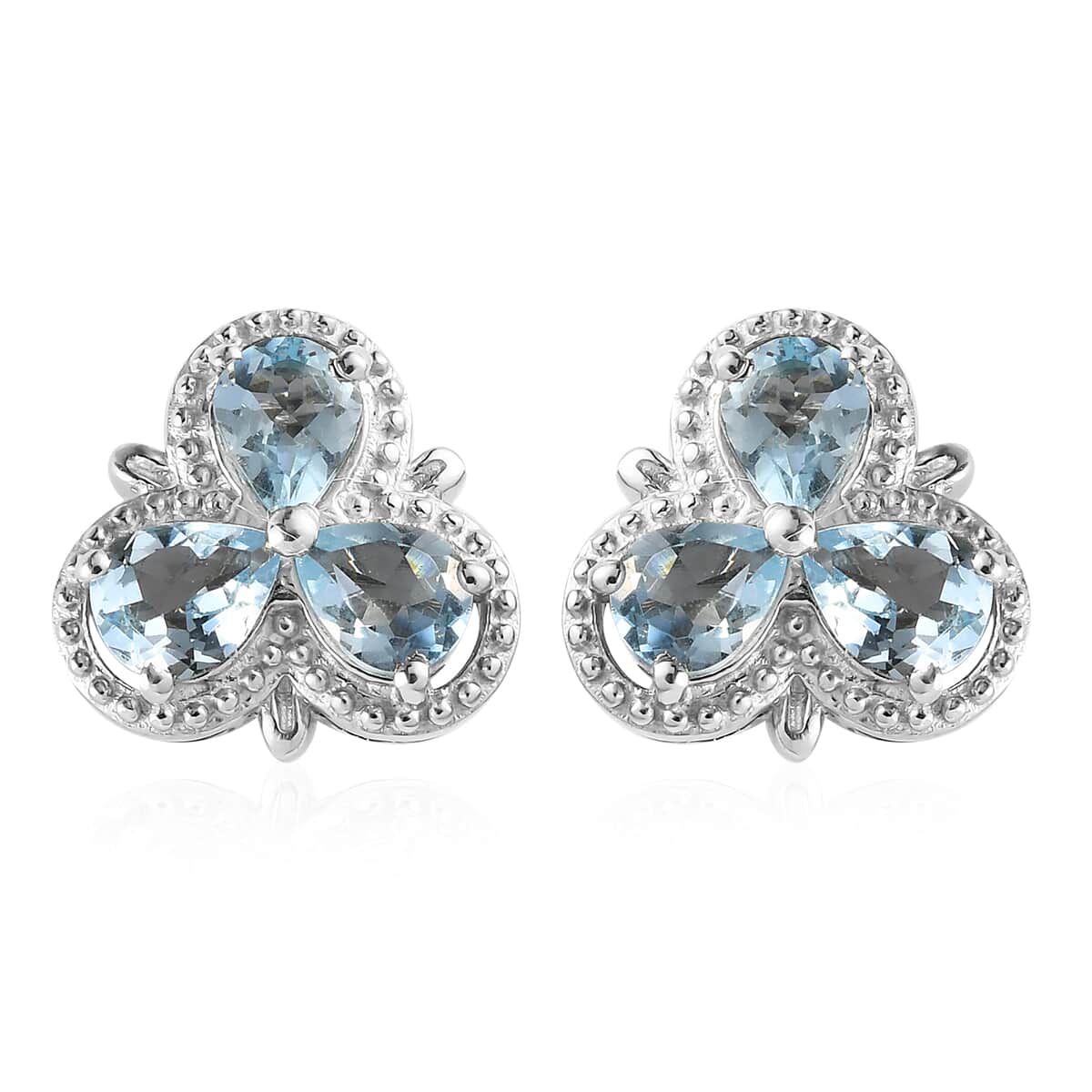 Espirito Santo Aquamarine Stud Earring in Platinum Over Sterling Silver 1.50 ctw image number 0