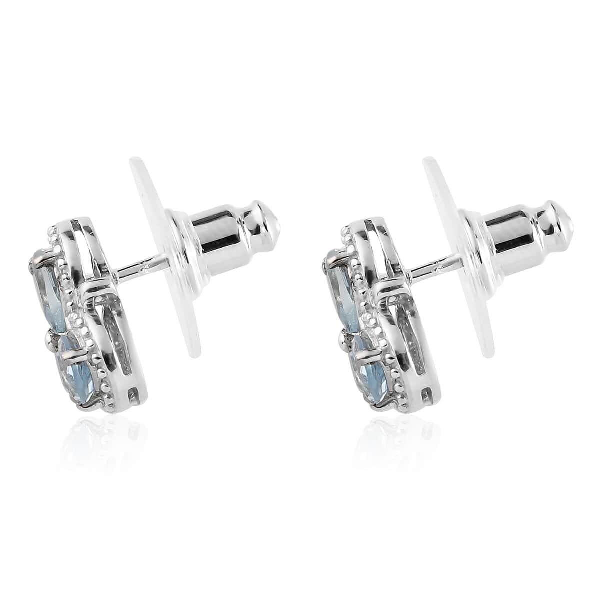 Espirito Santo Aquamarine Stud Earring in Platinum Over Sterling Silver 1.50 ctw image number 3