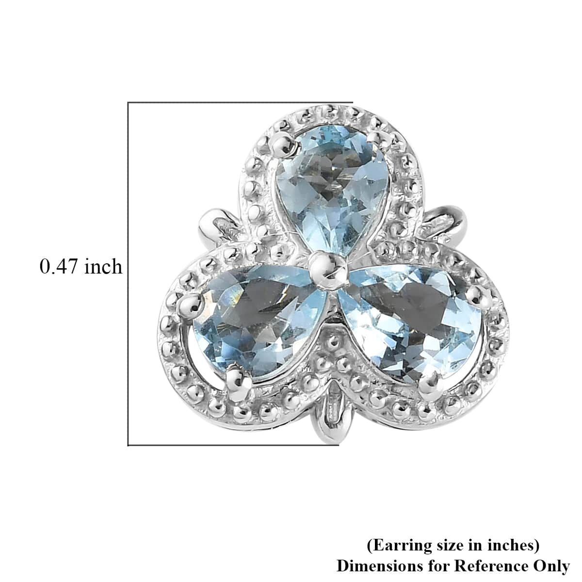 Espirito Santo Aquamarine Stud Earring in Platinum Over Sterling Silver 1.50 ctw image number 5