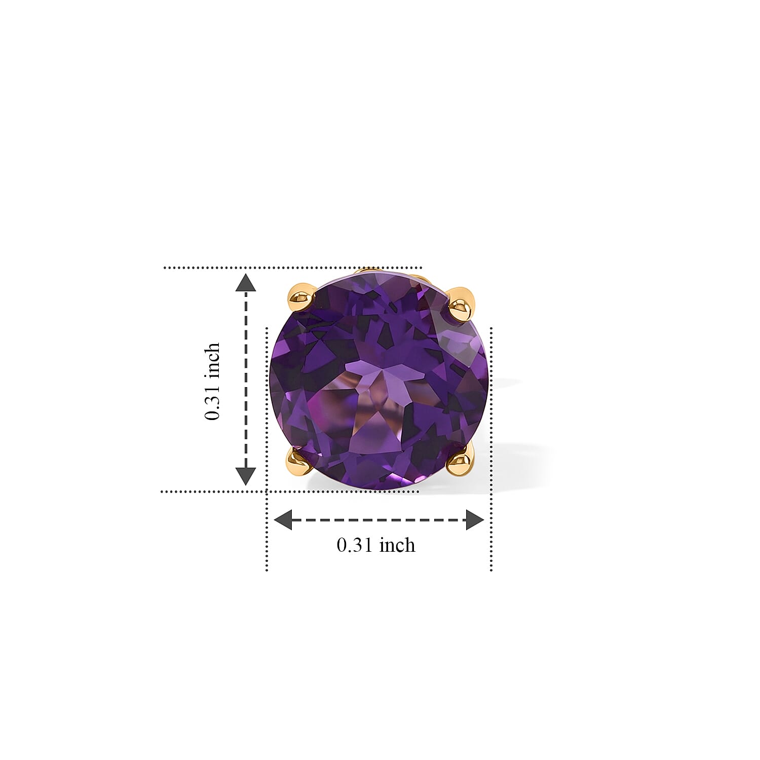 D'Joy Lusaka Amethyst 3.75 ctw Solitaire Stud Flat Back Earrings in 18K Vermeil Yellow Gold Over Sterling Silver