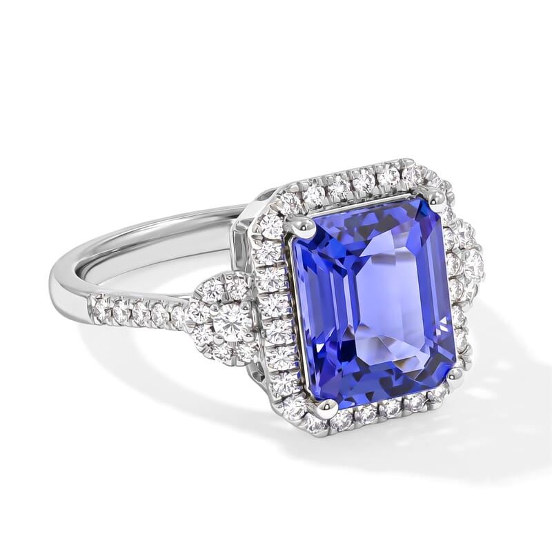 Certified and Appraised Rhapsody AAAA Tanzanite and Diamond E-F VS 4.00 ctw Ring in 950 Platinum (Size 6.0) 6.6 Grams