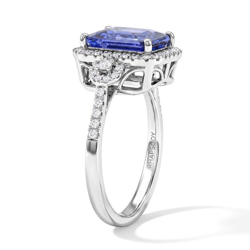 Certified and Appraised Rhapsody AAAA Tanzanite and Diamond E-F VS 4.00 ctw Ring in 950 Platinum (Size 6.0) 6.6 Grams