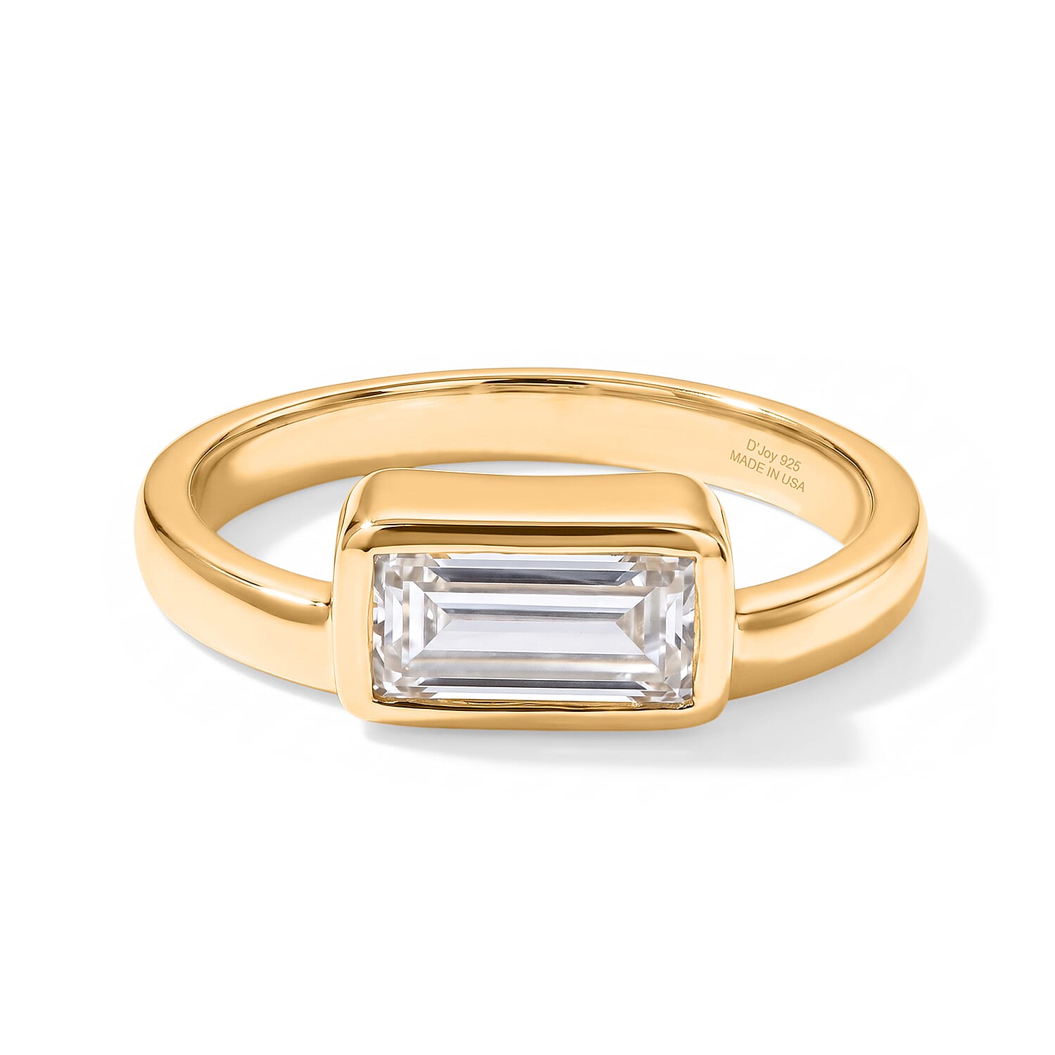 D'Joy Moissanite 0.90 ctw Ring in 18K Vermeil Yellow Gold Over Sterling Silver (Size 6.0)