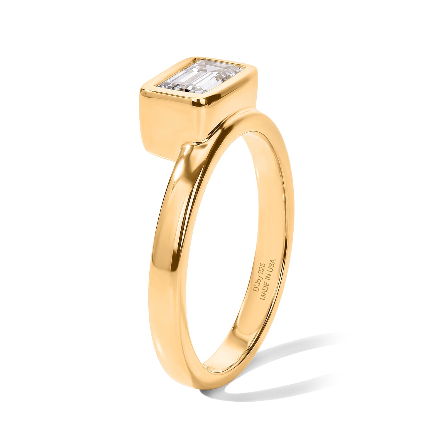 D'Joy Moissanite 0.90 ctw Ring in 18K Vermeil Yellow Gold Over Sterling Silver (Size 6.0)