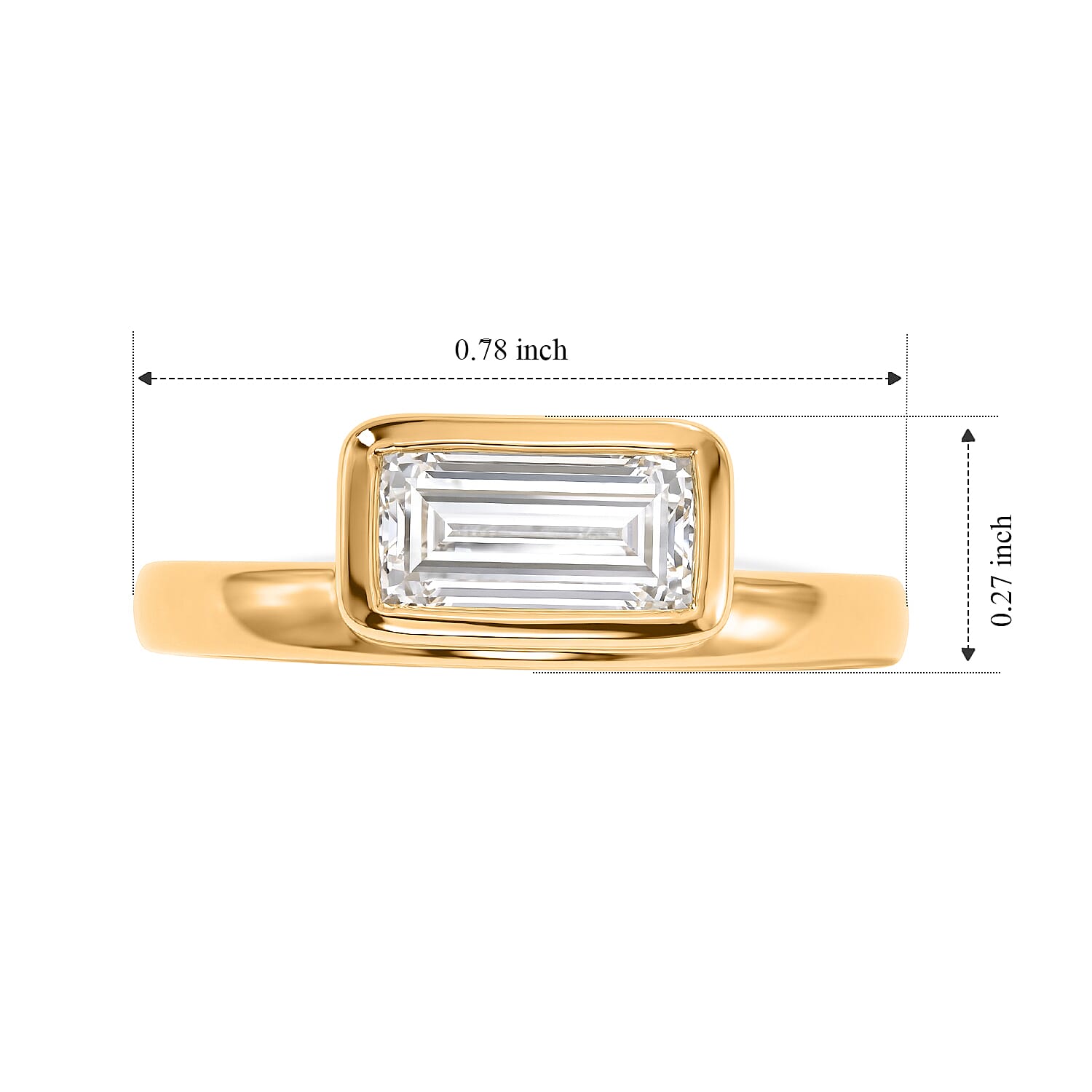 D'Joy Moissanite 0.90 ctw Ring in 18K Vermeil Yellow Gold Over Sterling Silver (Size 6.0)