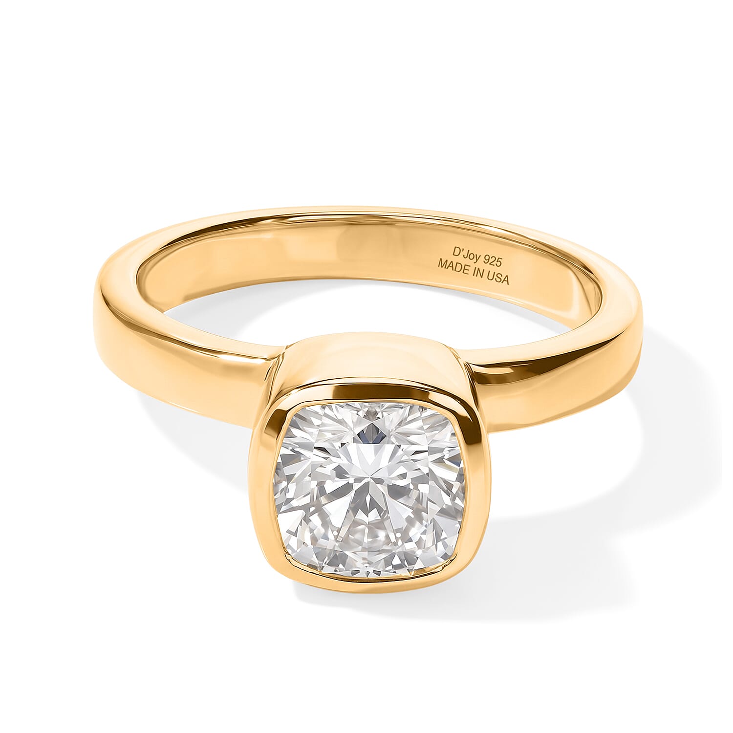 D'Joy Moissanite 1.70 ctw Solitaire Ring in 18K Vermeil Yellow Gold Over Sterling Silver (Size 6.0)